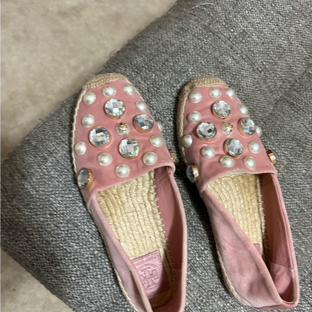 Tory Burch Pink Crystal Espadrilles